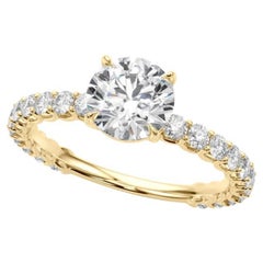 GIA Certified 2.01ct Round Partial Eternity Band Entwined Prong Diamond Ring
