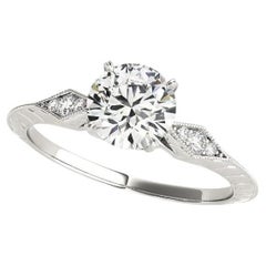 GIA Certified 0.75 Carat Round Solitaire Knife-Edge Platinum Diamond Ring