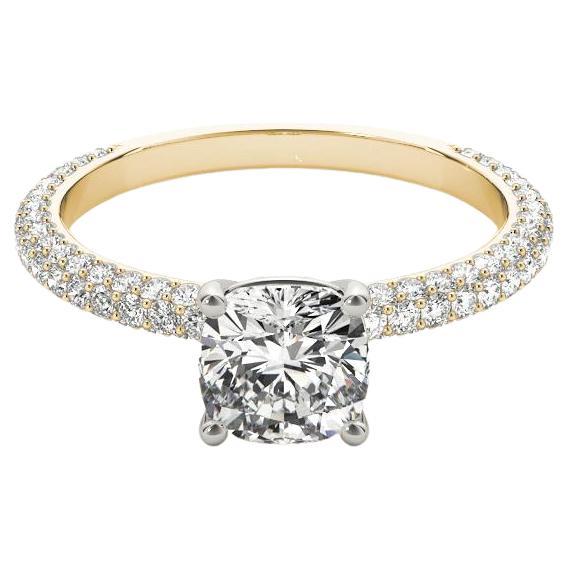 GIA Certified 1.01 Carat Cushion Cushion Cushion Solitaire Pave Diamond Ring