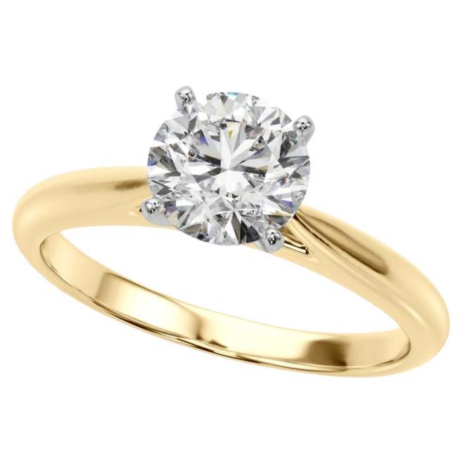 GIA Certified 1.2ct Round Classic Solitaire Slim Band Diamond Ring