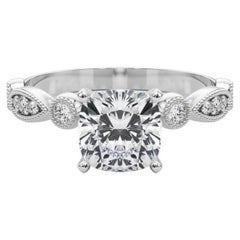 GIA 1.18ct Cushion Marquise
Round Milgrain Bezel White Gold Diamond Ring