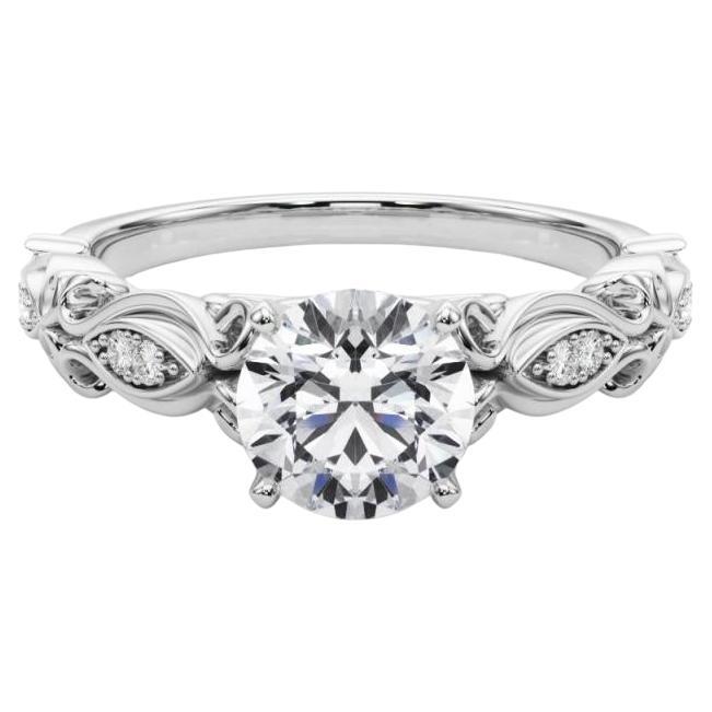 GIA 1.5 Carati Rotondo Vintage Nastro Scorrevole Anello con diamante