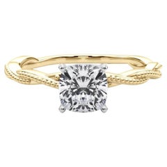 Anillo de diamantes con banda trenzada retorcida de 1.31 quilates con certificado GIA