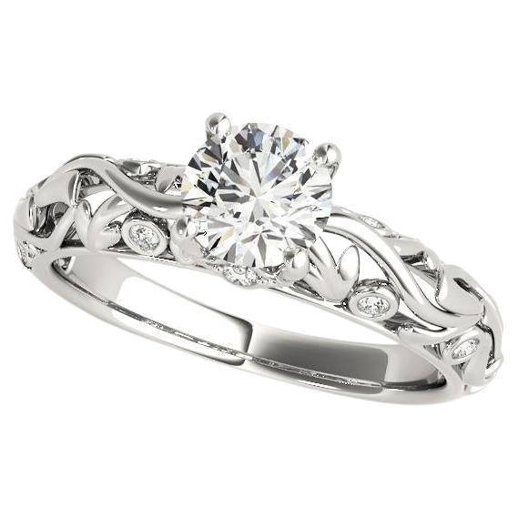 GIA 1,2ct Anello con diamante rotondo d
epoca in filigrana a traliccio in oro bianco 18 carati