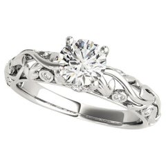 GIA 1,2ct Anello con diamante rotondo d
epoca in filigrana a traliccio in oro bianco 18 carati