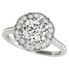 Flor Halo Redondo Certificado GIA de 2,71 Quilates  Anillo de diamantes