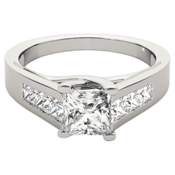 Anillo de diamantes catedral de canal princesa de 1.7 quilates certificado por GIA