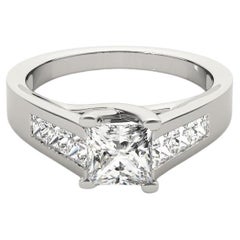 Anillo de diamantes catedral de canal princesa de 1.7 quilates certificado por GIA