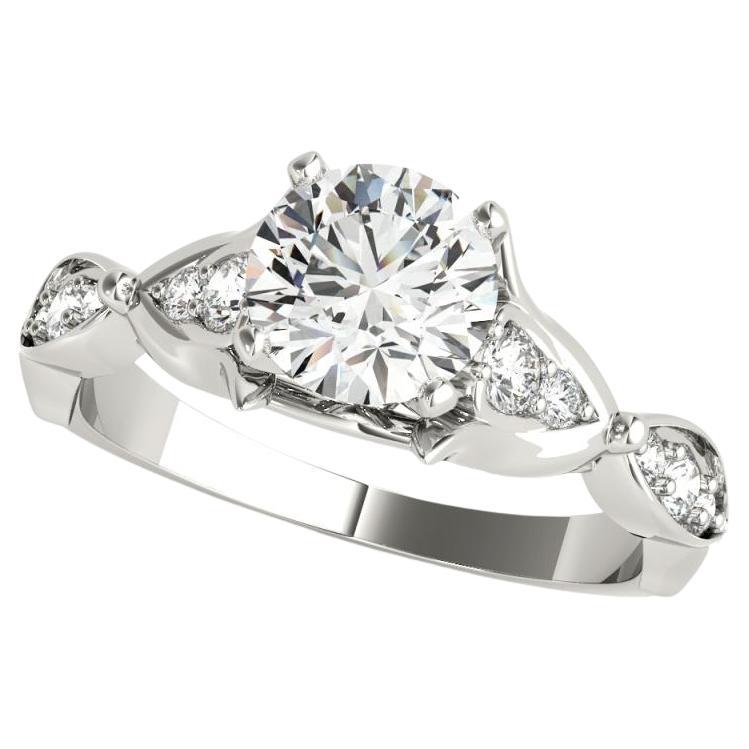 GIA zertifiziert 1,33 Karat runde Kathedrale Marquise Blatt Diamant Ring im Angebot