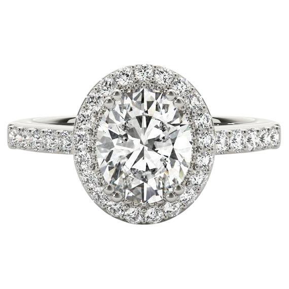 GIA-zertifizierter 2,53 Karat ovaler Diamant-Halo Diamantring