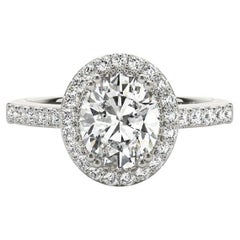 GIA-zertifizierter 2,53 Karat ovaler Diamant-Halo Diamantring