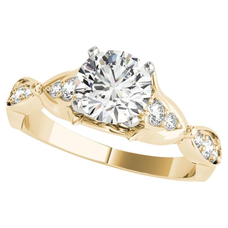 GIA zertifiziert 1,2 Karat runde Kathedrale Marquise Blatt Diamant Ring