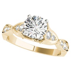 GIA zertifiziert 1,2 Karat runde Kathedrale Marquise Blatt Diamant Ring