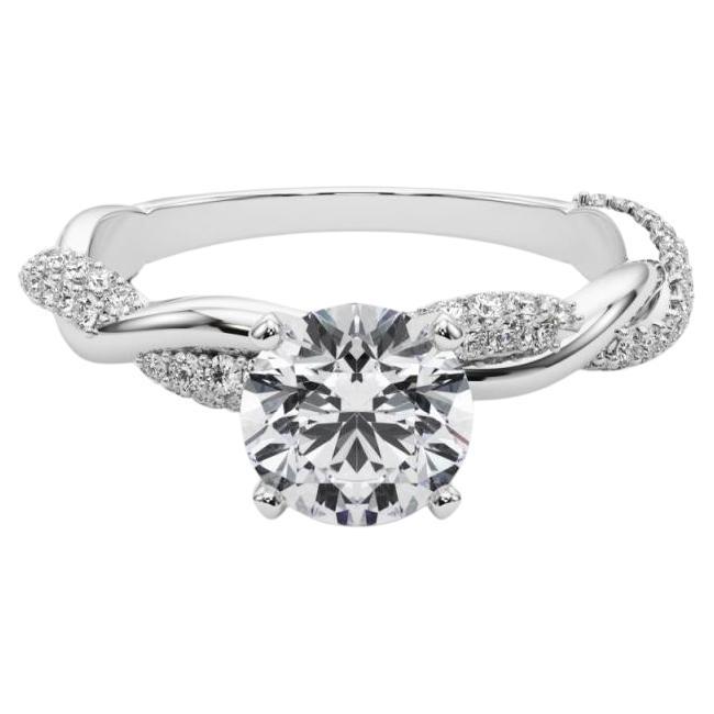GIA 1,51 Carati Rotondo con Pave intrecciato Anello con diamante