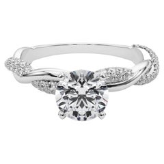 GIA 1,51 Carati Rotondo con Pave intrecciato Anello con diamante