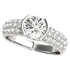 GIA Certified 1.5ct Round Modern Half Bezel Solitaire Diamond Ring