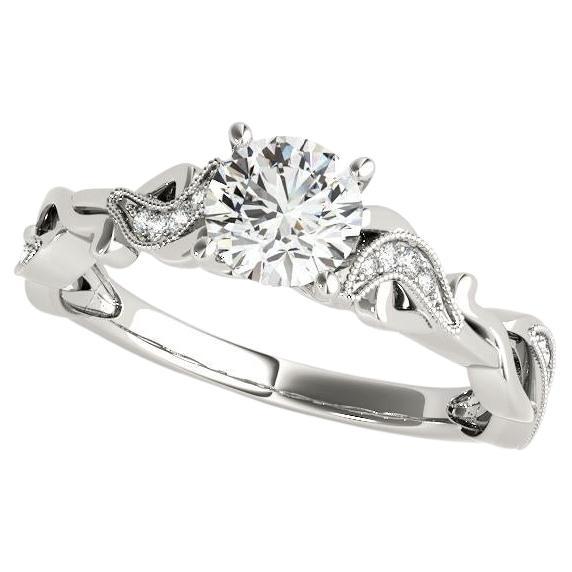 GIA 1.66ct Redondo Twisted Vine Solitaire Milgrain Anillo de Diamantes de Oro Blanco