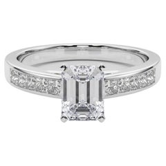 GIA 1.2ct Esmeralda Princesa Canal Solitario Centro Anillo de Diamantes