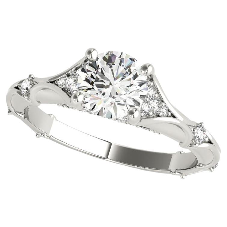 GIA 1,22ct Runde Solitär
versteckte Pave Vintage Diamant Ring