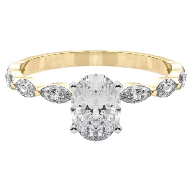 GIA Certified 1.7 Carat Oval Diamond Band Solitaire Diamond Ring