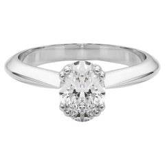 Bague diamant tulipe cathédrale solitaire ovale de 1.01 carats certifiée GIA