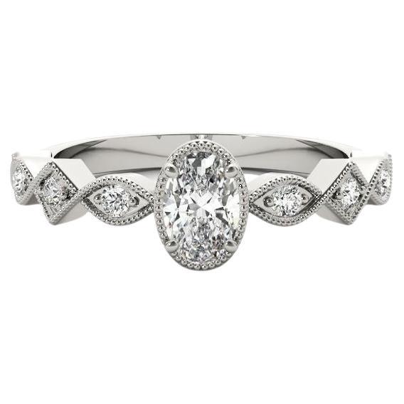 GIA 1.52ct Oval Art Deco Mixed-Cut Geometric Bezel White Gold Diamond Ring