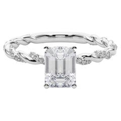 GIA 1.5ct Emerald Micro Pave Twisted Braid Band  Diamond Ring