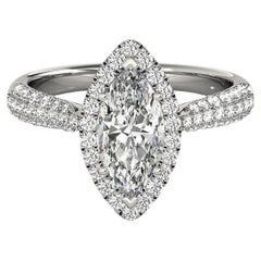 GIA Certified 2 Carat Marquise Halo Multi-Row Diamond Ring GIA Certified 2 Carat Marquise Halo Multi-Row Diamond Ring