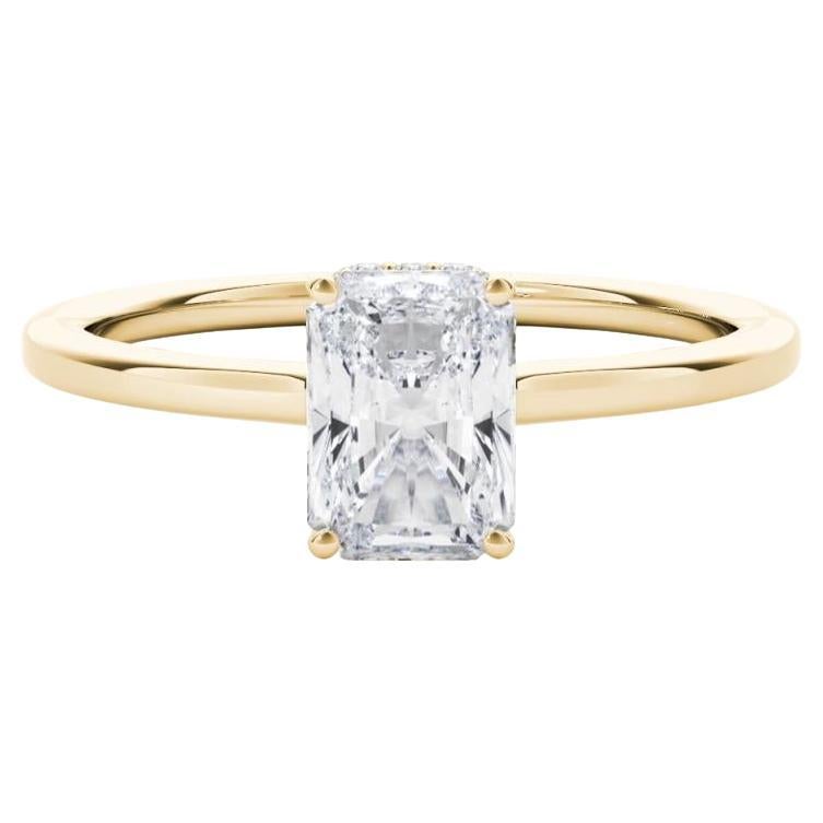 GIA Certified 1,2 Karat Radiant Hidden Halo Slim Band Diamantring