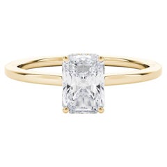 GIA Certified 1,2 Karat Radiant Hidden Halo Slim Band Diamantring