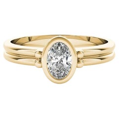 GIA Certified 1.2 Carat Oval Bezel Solitaire Double Band Diamond Ring