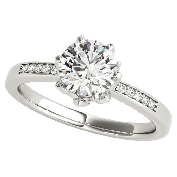 GIA 1,5ct Solitario rotondo Blooming Rose Pave  Anello con diamante in vendita