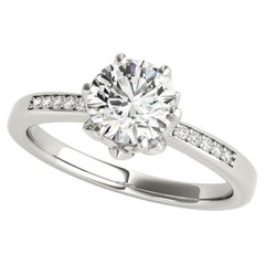 GIA 1.5ct Solitario Redondo Rosa Floreciente Pave Anillo de diamantes