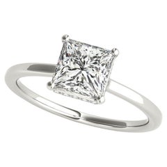 GIA 1,51ct Prinzessin Quadrat versteckt Halo Slim Band 18K Weißgold Diamantring