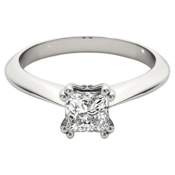 GIA 1.53 Carat Princesse Solitaire Tulipe Cathédrale Bague en diamant
