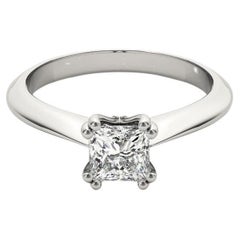 GIA 1.53 Carat Princesse Solitaire Tulipe Cathédrale Bague en diamant