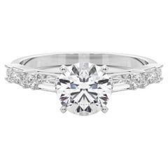 GIA 1,1ct Runde Runde 
Baguette Kanal Band 18K Weißgold Diamantring