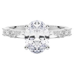 GIA 1ct Oval Round & Baguette Channel Band  Diamond Ring