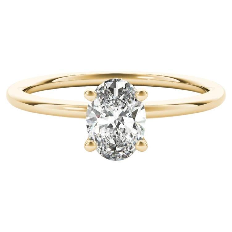 GIA Certified 1.01 Carat Oval Solitaire Four-Prong 18K Yellow Gold Diamond Ring