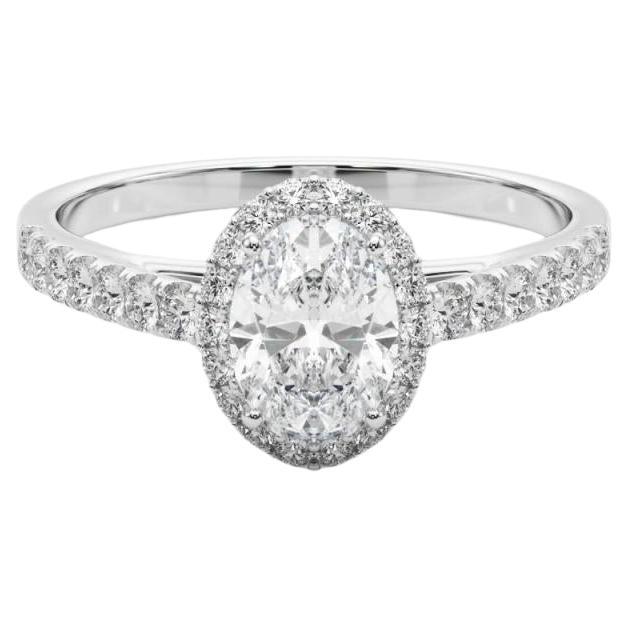 GIA Certified 1.52 Carat Oval Halo Pave  Diamond Ring