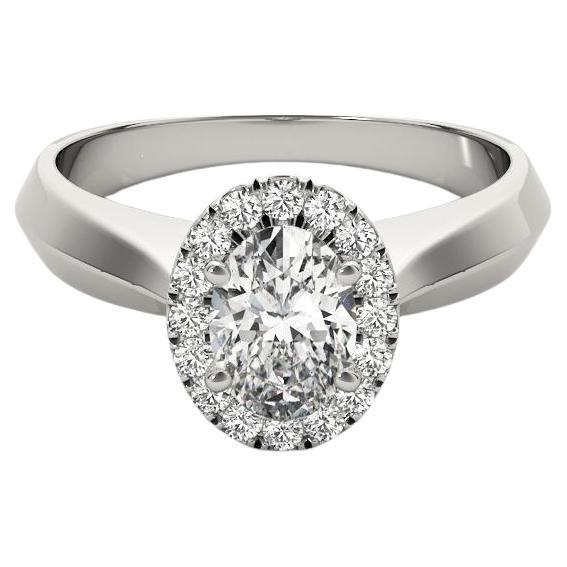 GIA zertifiziert 1.88 Karat Messer Band Oval Halo Diamantring