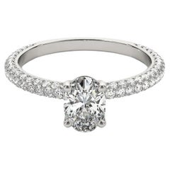 GIA Certificato 0.93 Carati Solitario Ovale Pave  Anello con diamante