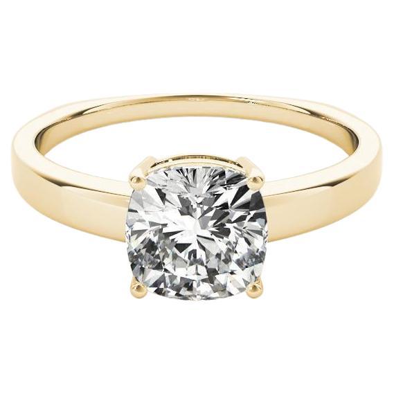 GIA 1.52ct Cushion Solitaire Four-Prong Euro Shank Bague diamant en or jaune