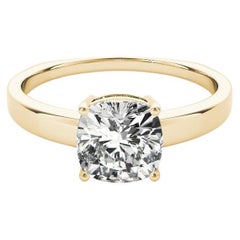 GIA 1.52ct Cushion Solitaire Four-Prong Euro Shank Bague diamant en or jaune