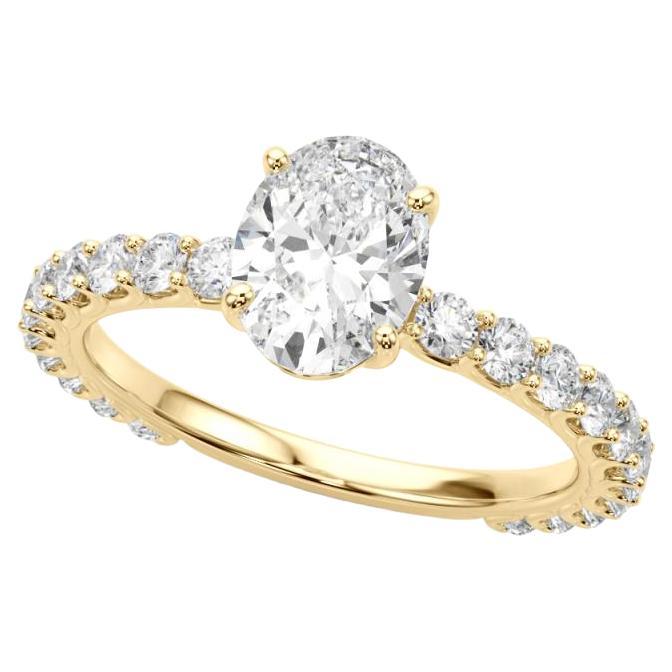 GIA zertifiziert 1.21 Karat Oval Teil Eternity Shank Diamantring