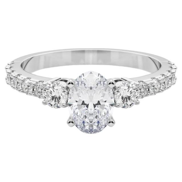 GIA 1.2ct Tre Pietre Ovale con Gambo di Diamante  Anello con diamante