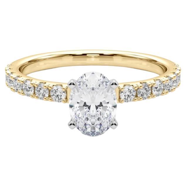 GIA 1,2ct Solitario ovale con mezza eternità in oro giallo 18 carati