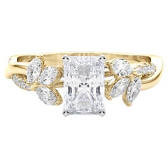 GIA Certificado 2.2ct Radiante Entrelazado Jardín Flor Vid Anillo de Diamantes