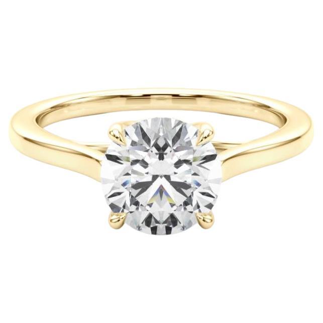 GIA 1.5ct Round Solitaire Entwined Prong Cathedral Yellow Gold Diamond Ring