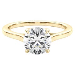 GIA 1.5ct Round Solitaire Entwined Prong Cathedral Yellow Gold Diamond Ring